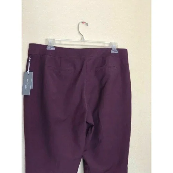 Nordstrom Signature Womens Purple Knit Slim Leg Crop Twill Pants Size 16 - Picture 8 of 12